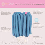 Octocurl Heatless Hair Curler - No Headband Octopus Curler - Overnight Curls for Long Hair (QMax - Blue)