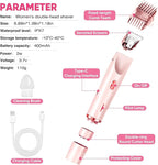 Bikini Trimmer for Women, Electric Razor & Shaver with Dual Ceramic Blades, Painless Hair Removal for Face, Body & Intimate Areas, 90min Cordless Runtime, Waterproof Travel Grooming Kit