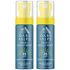 Oars + Alps Face & Scalp Sunscreen Spray Mist, SPF 35 Facial & Hair Sunscreen, Protects from Blue Light, Incfused with Aloe Vera + Cucumber, Water & Sweat Resistant, Summer Splash Scent, 2pk
