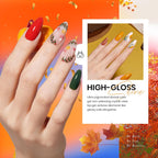 Beetles Fall Gel Nail Polish Set - Fall Yard Gel Polish Kit, 20 Color Orange Burgundy Red Navy Blue Glitter, Soak Off LED UV with Base Top Coat Nail Art Manicure Gift for Women