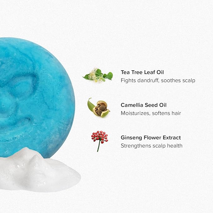 Maka Nature Low-Carbon Shampoo Bar | Korean K-Beauty Haircare with Natural Ingredients for Dry Scalp & Hair Types | Vegan, Eco-Friendly, pH balanced, 3.35oz (Tea Tree)