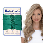 RobeCurls Heatless Hair Curler Set - Satin Curling Headband for Natural, No-Heat Curls - Sleep in Overnight Styling Tool with 2 Scrunchies - Easy & Gentle on Hair (Jade)