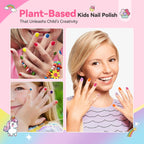 SAVILAND Glamkids Kids Nail Polish Quick-Dry:Non-Toxic Nail Polish Set 12 Colors Water Based Peel-Off Toddler Fingernail Polish Natural Safe Castor Oil Nail Lacquer Kit with Sticker for Girl Ages 5-12