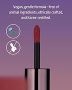 HEVVYMAKEUP Blurring Effect Lip Tint - Airy Velvet Matte Lips - Vegan, Longwear, Vibrant, Buildable Creamy Soft Texture - Korean Lip Makeup, Bite Me, 0.13 fl.oz.