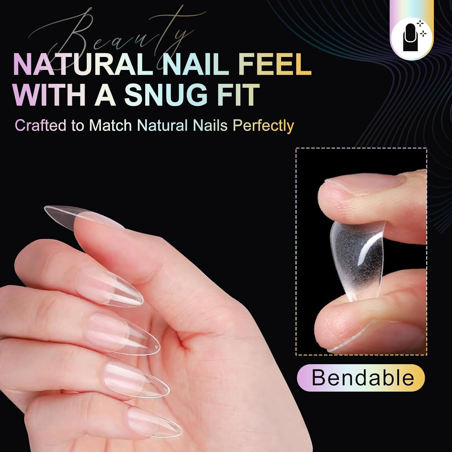 Almond Nail Tips Soft Gel Nail Tips 240Pcs Pre-Shaped Medium Pointed Almond Nails Half Matte Full Cover Acrylic Clear Press on Fake Nails Tips for Extension Nail Art DIY Manicure Salon 12 Sizes