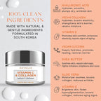 Korean Vitamin C & Collagen Face Moisturizer - Dermatologist Tested, Tightening- Anti-Aging, Clean Beauty, Cruelty-Free Skincare - All Skin Types - 1.69 oz