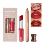 2Pcs Lipstick and Lip Liner Combo, Lip Liner and Lip Gloss Kit for Women, Matte Lip Pencil and Smooth Hydrating Lipstick with Sharpener, Non-Stick Lip Makeup Set