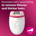 Philips Beauty Satinelle Essential Compact Hair Removal Epilator for Women, BRE235/04 (Corded Use Only)