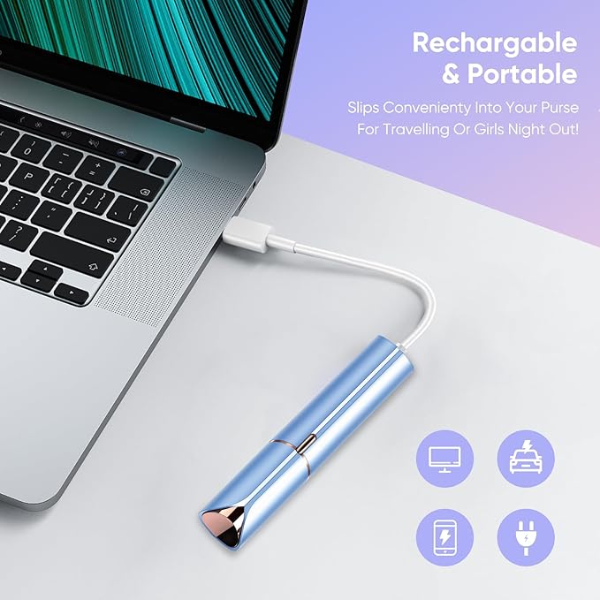 Facial Hair Remover for Women- as Seen on TV Painless Face Shaver -Mini Hair Remover, Electric Razor Shaver Portable Bikini Epilator for Lips, Chin, Armpit, Peach Fuzz, Fingers, Neck, Cheek(Blue)