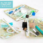 Bumkins Travel Bag, Toiletry, TSA Approved Pouch, Zip Bag, Quart Size Airline Compliant, Clear-Sided, Baby, Diaper Bag Organization, Makeup, Accessories, Packing, Set of 3 Sizes, Camp Gear Green