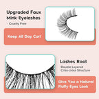 Lashes Wispy False Eyelashes Cat Eye Lashes Natural Look 3D Volume Fake Eyelashes Thin Band Lashes 12mm Natural Eye Lashes C Curl Siligli Lashes Pack 10 Pair
