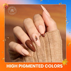 Beetles Gel Nail Polish Set - 20 Colors Warm Mist Fall Gel Nail Kit Burgundy Brown Nude Gold Glitter Gray Shimmer Soak Off Long Lasting with Base & Top Coat Home DIY Salon Nail Art Gift Set for Women