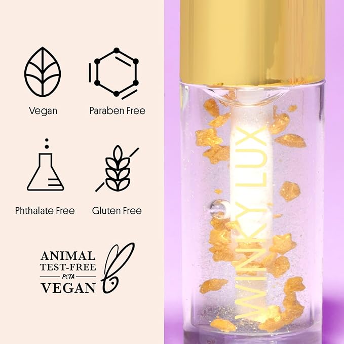 Winky Lux In The Stars Lip Oil, Non Sticky Lip Gloss Oil, Juicy Glossy Lip Balm, Vegan Hydrating Lip Oil with Jojoba Oil, Clear