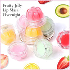 2Pc Jelly Lip Mask Overnight,Fruity Peach Lip Sleeping Mask Day Night Repair Kawaii Lip Balm Hydrate Plump Dry Lip Scrubs Exfoliator,Lip Care Lip Moisturizer with Collagen-Peach