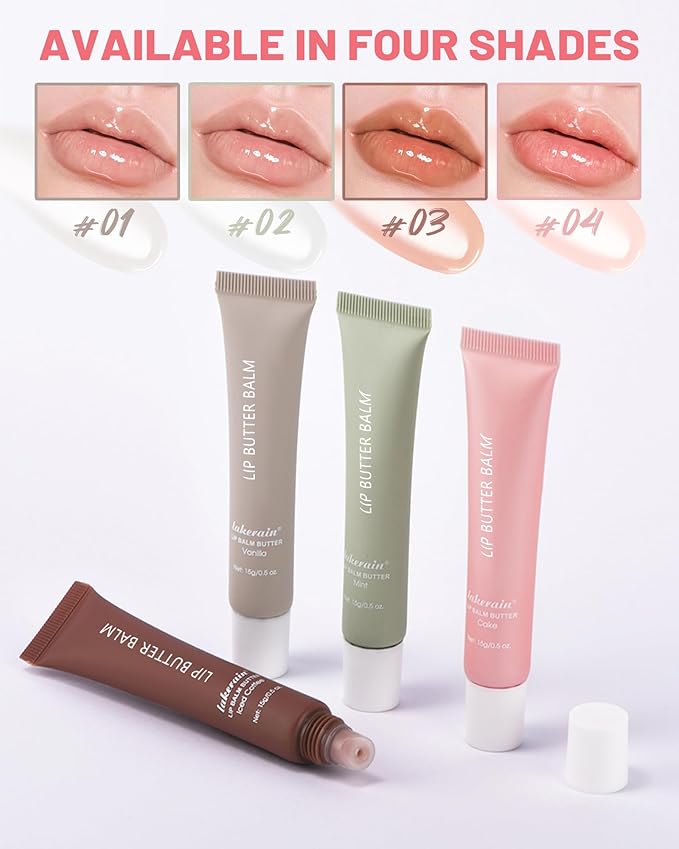 Tinted Lip Butter Balm,3 Colors Vanilla Brown Pink Lip Balm Hydrating Lip Gloss, Non Sticky High Shiny Lip Glow Oil Yummy Lip Stain Plumping Lip Tint Lip Mask Women Valentine's Day Makeup Gift-Set A