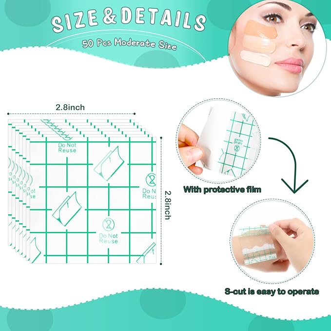 50 Pieces Hand Palette, Single Use Makeup Hand Palette Disposable Adhesive Palettes Cosmetic Makeup Palette for Every Makeup Artist (2.8 x 2.8 Inch)