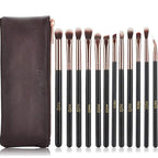 MSQ Eyeshadow Brushes 12pcs Eye Make Up Brush Set with Bag (PU Leather Pouch) Soft Synthetic Hairs for Eyeshadow, Eyebrow, Eyeliner, Blending, Best Gifts - Rose Gold