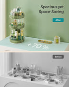 SONGMICS Makeup Organizer, 3-Tier Round Rotating Skincare Organizer Countertop, Customizable, Toiletries Vanity Organizer, Lazy Susan, Gift, Pale Green UJKA011C01