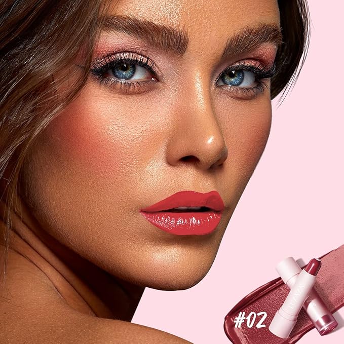 2PCS Tinted Lip Balm Chapstick with Color, Natural Semi - Gloss Finish, Hydrating/Coloring 2 in 1 Moisturizer Lip Stick for Girls & Women #02+#04