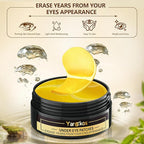 60 Pcs 24K Gold Under Eye Patches with 5 Pieces Travel 24K Golden Eye Mask, 30 Pairs Women Undereye Mask for Dark Circles Puffy Eyes Treatment, Men Gel Pads Hydrating for Puffiness Wrinkle