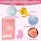 Eye Mask, Pink Rose Under Eye Patches (20 Pairs) Pink Rose Under Eye Masks Hyaluronic Acid Eye Patches for Dark Circles and Puffiness, Reduce Wrinkles and Fine Lines Under Eye Area - Pink