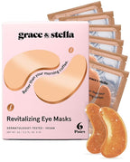 grace & stella Caffeine Under Eye Patches - Awakening Eye Patches for Puffy Eyes and Dark Circles - Under Eye Mask Patches with Niacinamide & Hyaluronic Acid - Vegan, Cruelty-Free (Bronze, 6 Pairs)