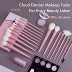 LORYP Makeup Brushes Set Labeled 18 Piece Face and Eye Brush Set Ultra soft hair Foundation, Concealer, Blush, Contour, Blending, Eyeshadow Pink Brush kit