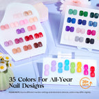 Beetles Gel Nail Polish Kit with U V Light - One Color One Bottle 35 Colors 68 Pcs Gel Polish Kit with Top Base Coat Beauty Must Have DIY Salon Set Seasonal Whispers Collection Gifts for Women Girls
