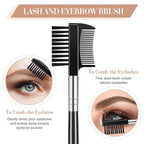 Skyley 4 Pieces Eyebrow Brush Eyelash Separator Brow Comb and Lash Spoolie Professional Eye Makeup Tools Metal Folding Lash Comb Black Double Head Eyelash Brush