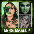 Green Matte Liquid Lipstick Set with Black Eyeshadow Powder, Halloween Goth Lip Gloss Waterproof Longlasting DIY Cute Unique Makeup Lip Stain for Rave Festival Accessories Cosplay Party