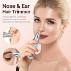 Facial Hair Remover for Face Lip, Electric 2 in 1 Face Shaver and Eyebrow Trimmer, Rechargeable Blue Nose Hair Trimmer for Women with Built-in LED Light