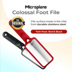 Microplane Colossal Foot File, Red and Black - The Original Stainless-Steel Foot Scraper, Dead Skin/Callus Remover for Feet, Foot Scrubber, Pedicure Tools for Salon-Quality Foot Care (2 Piece Set)