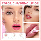 Magic Color Changing Lip Glow, Hydrating Shimmer Tinted Lip Care (Warm Change Tint, Plumping Gloss)