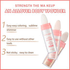 3PCS Polvo De Hadas Highlighter Glitter Stick Body Glitter Shimmer Face Brightening Highlighter Contour Powder Makeup Stick Face Fairy Glitter Highlighter Makeup-White,Pink,Golden brown