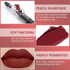 Wine Lip Liner Pencil, Smooth Matte Lipstick Crayon with Lip Pencil Sharpener for Women, Smudge Proof Waterproof Ultimate Makeup Forever Lipliner 09#