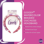 GOODY Ouchless Headband For All Hair Types - Watercolor, Pink - Comfort Fit for All-Day Wear - Beautiful Design for Instant Style - Pain-Free Hair Accessories for Women, Men, Boys & Girls