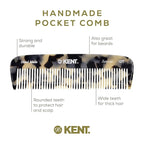 Kent 12T TW Wide Tooth Detangling Comb - Handmade Pocket Comb for Thick, Curly, and Wavy Hair, Grooming Beard and Mustache
