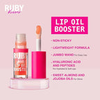 Ruby Kisses Lip Oil Booster, Hydrating Lip Gloss with Nourishing Natural Oil Blend, Jumbo Wand for Easy Application, Non-Sticky Formula (Coral)
