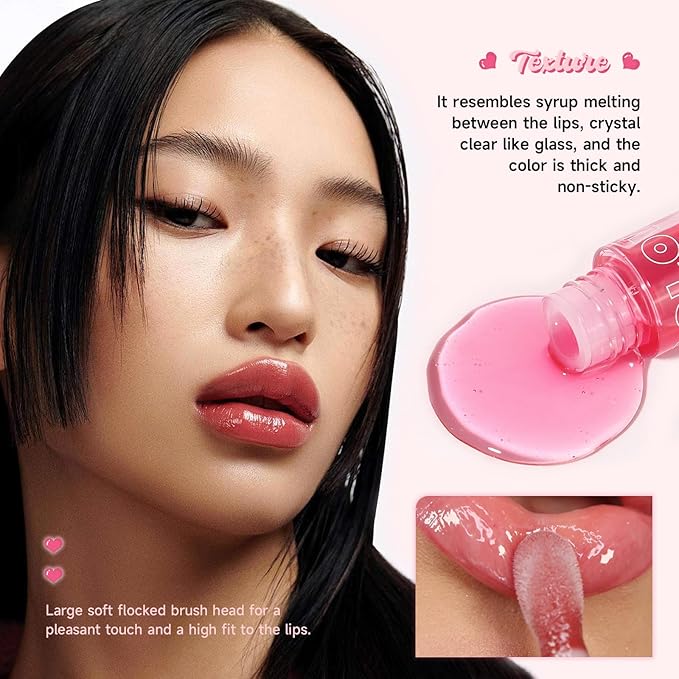 Lip Plumper Gloss High-Shine Liquid Lip Plumping Color, Long-Lasting Plumper Pout, Moisturizing, Non-Sticky With Natural Ginger Extract Portable 6 Colors (01#Tangerine)