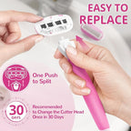 DreamGenius Razors for Women Include 1 Non-Slip Handles and 7 Blade Refills with a Shower Holder, 5 Premium Blades Women's Razors for Shaving with 360° Lubrication Reduces Irritation, Pink