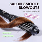 Wavytalk Thermal Brush, 1 1/2 inch Heated Round Brush with Detachable Head, Velvet Pouch and Dual Voltage for Travel, Easy to Create Blowout Look, Classic Black