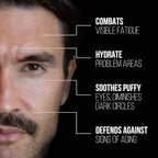 Men's Eye Cream for Dark Circles, Puffiness, Wrinkles & Puffy Eyes, Unscented Gel with Hyaluronic Acid, Vitamin E, Argan Oil, 1 Fl Oz