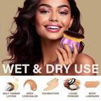 Extra Large Body Makeup Brush For Self Tanner, Leg Makeup &Bronzer Blend,75 mm Wide-headed Kabuki Brush Provides More Even &Pretty Application, Sunscreen Face& Back Makeup Brush, Wet&Dry Use- Purple