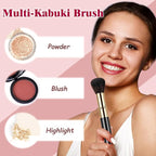 Retractable Kabuki Makeup Brushes 2 Pcs, Powder Brush/Foundation Brush/Blush Brush for Foundation, Powder Blush, Bronzer, Buffing, Liquid, Cream, with Cover