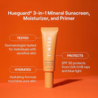 Live Tinted Hueguard® 3-in-1 Mineral Sunscreen, Moisturizer, & Primer for Face and Body - Hydrate and Protect the Skin Year Round - SPF 30 to Protect Against UVA/UVB Rays, 1.7 Fl Oz
