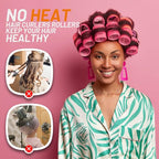 Big Self-Grip Hair Rollers with Stainless Steel Duckbill Clips for Long, Medium Hair and Volume