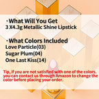 Oulac Metallic Lipstick Set- Dark Lipcolor with Moisturizing Formula, Vegan Beauty, Full-Coverage Lip Color, Christmas Gifts for Women, 4.3g X 3PCS