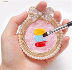 4Pcs Resin Nail Art Plalette Nail Polish Mixing Plate Gel Palette Manicure Tool for Nail Art Display (Pink Silver)