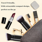 Makeup Brush 2 Pack, Retractable Travel Kabuki Powder Makeup Brush, Foundation Face Blush Brushes for Blending Liquid, Blush, Bronzer, Buffing, Sunscreen,Flawless Cosmetics