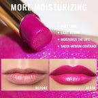 Oulac Moisture Pink Purple Lipstick - 2 in 1 Shimmer Lipstick & Lip Balm, Juicy & Glossy Finish, Long Lasting Hydrating, Smooth for Dry, Cracked and Chapped Lips, Vegan 2.2g/0.07oz (S02)